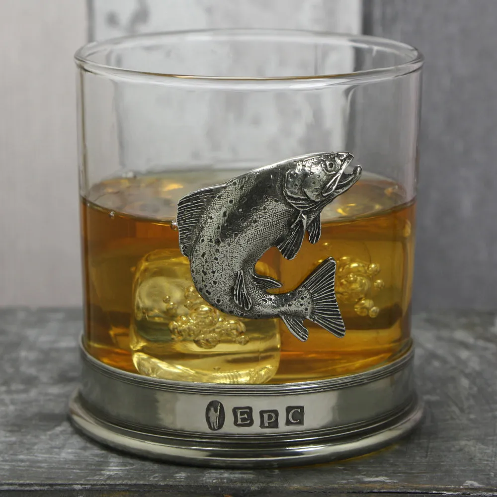 11oz Trout Fishing Pewter Whisky Glass Tumbler