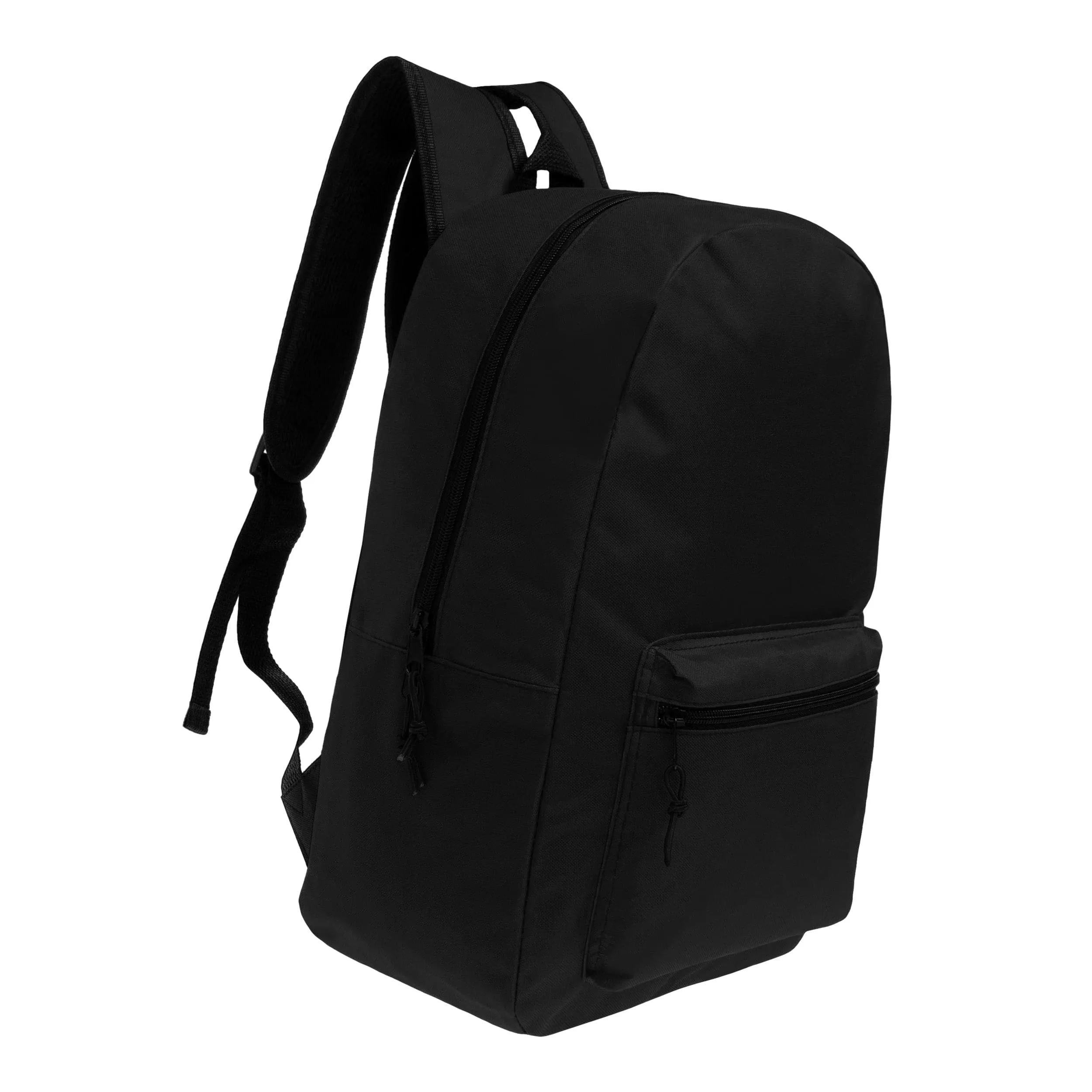 15" Kids Basic Wholesale Backpack in Black - Bulk Case of 24