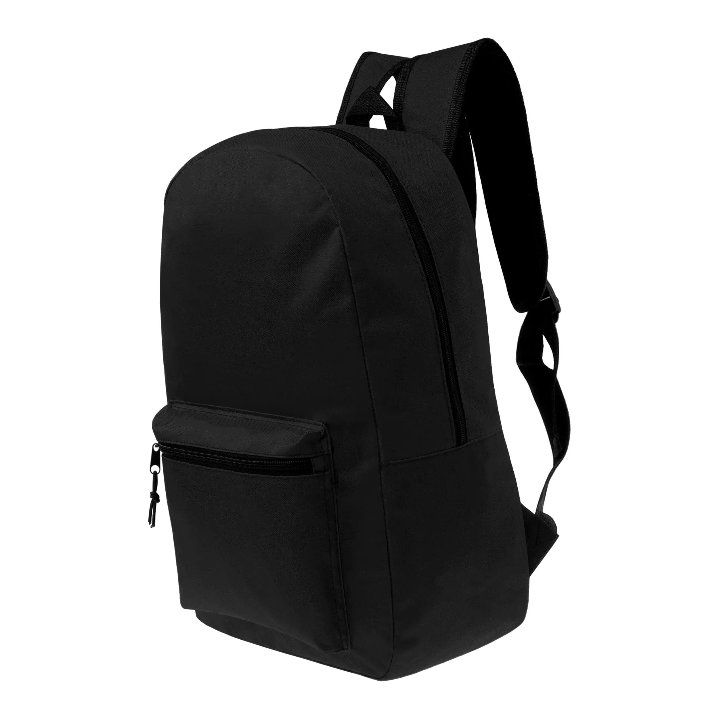 15" Kids Basic Wholesale Backpack in Black - Bulk Case of 24