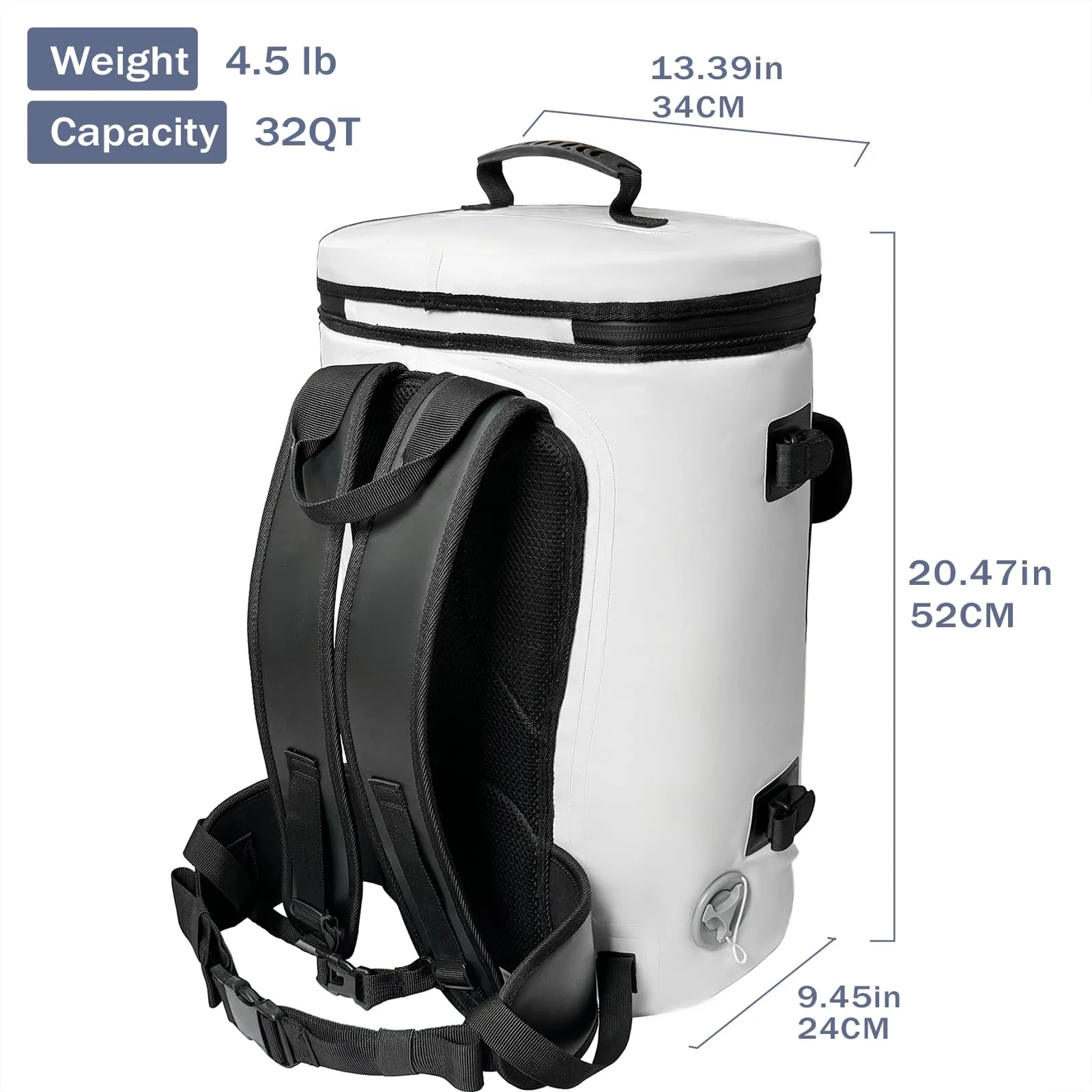 30L Insulated Fish Backpack Cooler, Fish Kill Backpack With Drain Valve