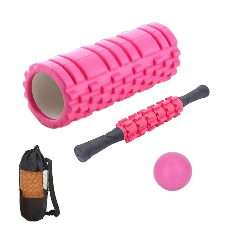 33cm 4pcs/set EVA Hollow Foam Roller Muscle Relaxation Roller Yoga Column Set Fitness Equipment(Pink)