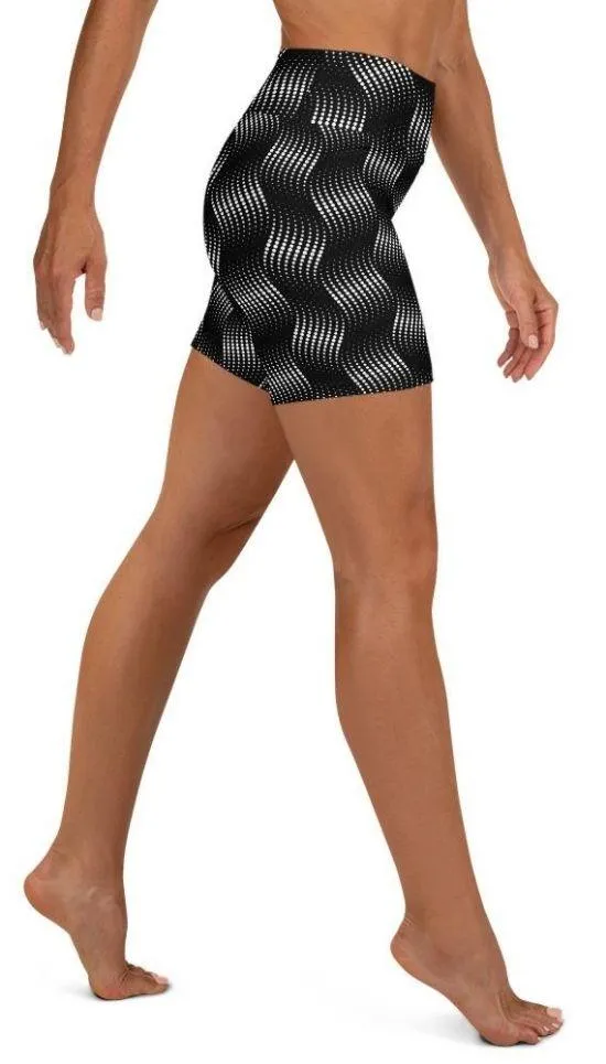 3D Black Pattern Yoga Shorts