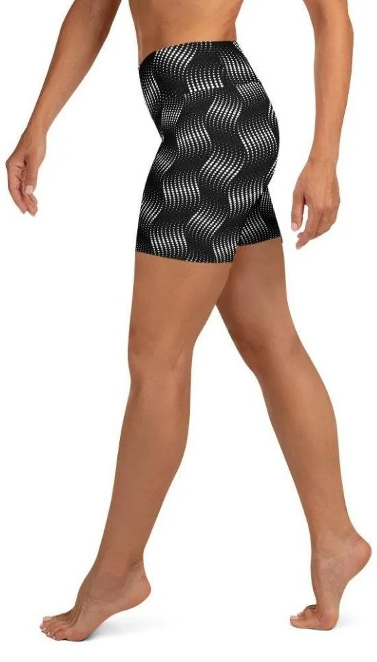 3D Black Pattern Yoga Shorts