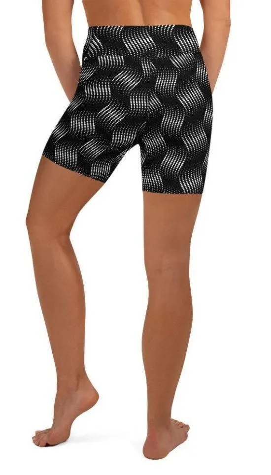 3D Black Pattern Yoga Shorts