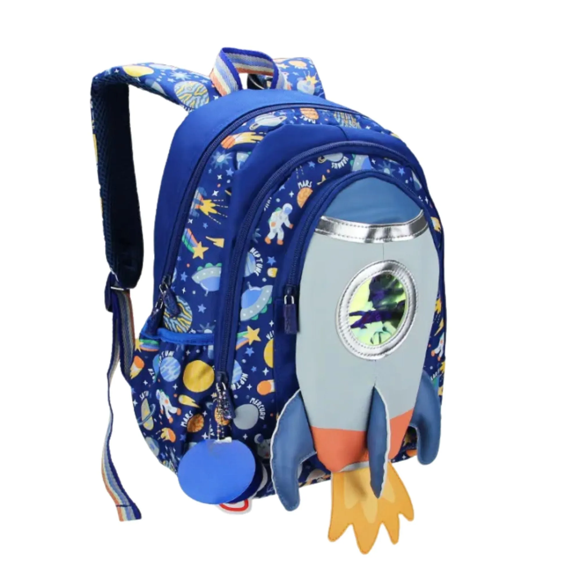 3D Design Backpack with Front Pocket for Kids (Rocket)