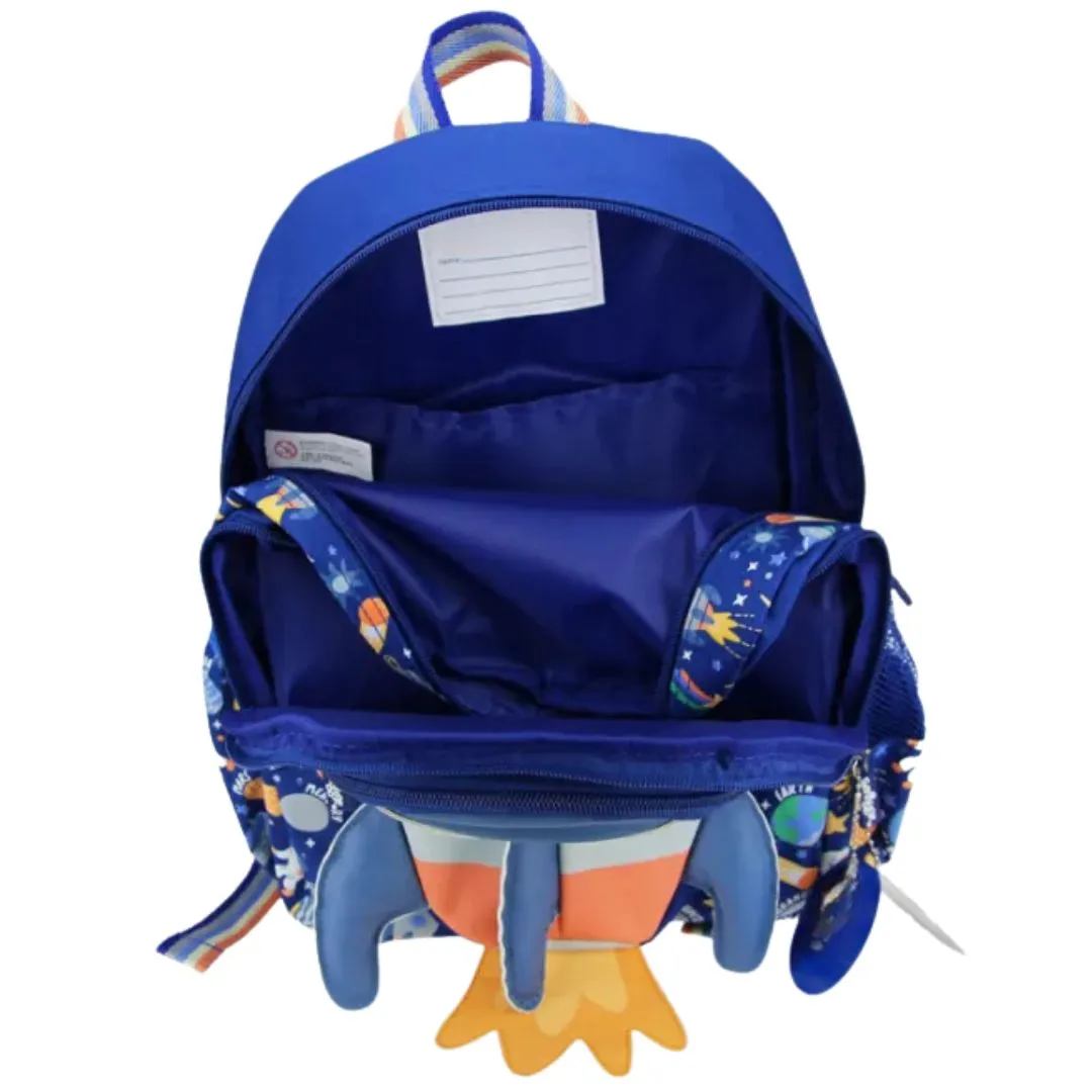 3D Design Backpack with Front Pocket for Kids (Rocket)