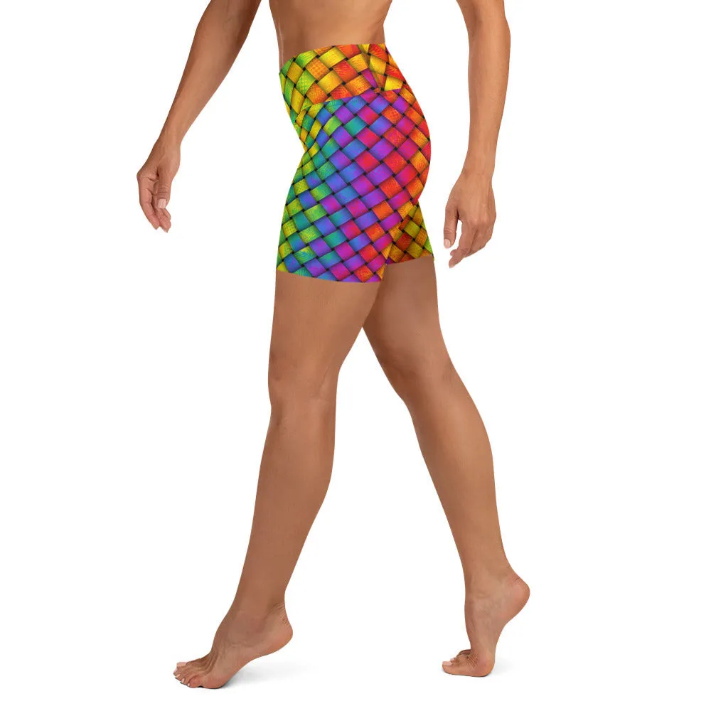 3D Rainbow Pattern Yoga Shorts