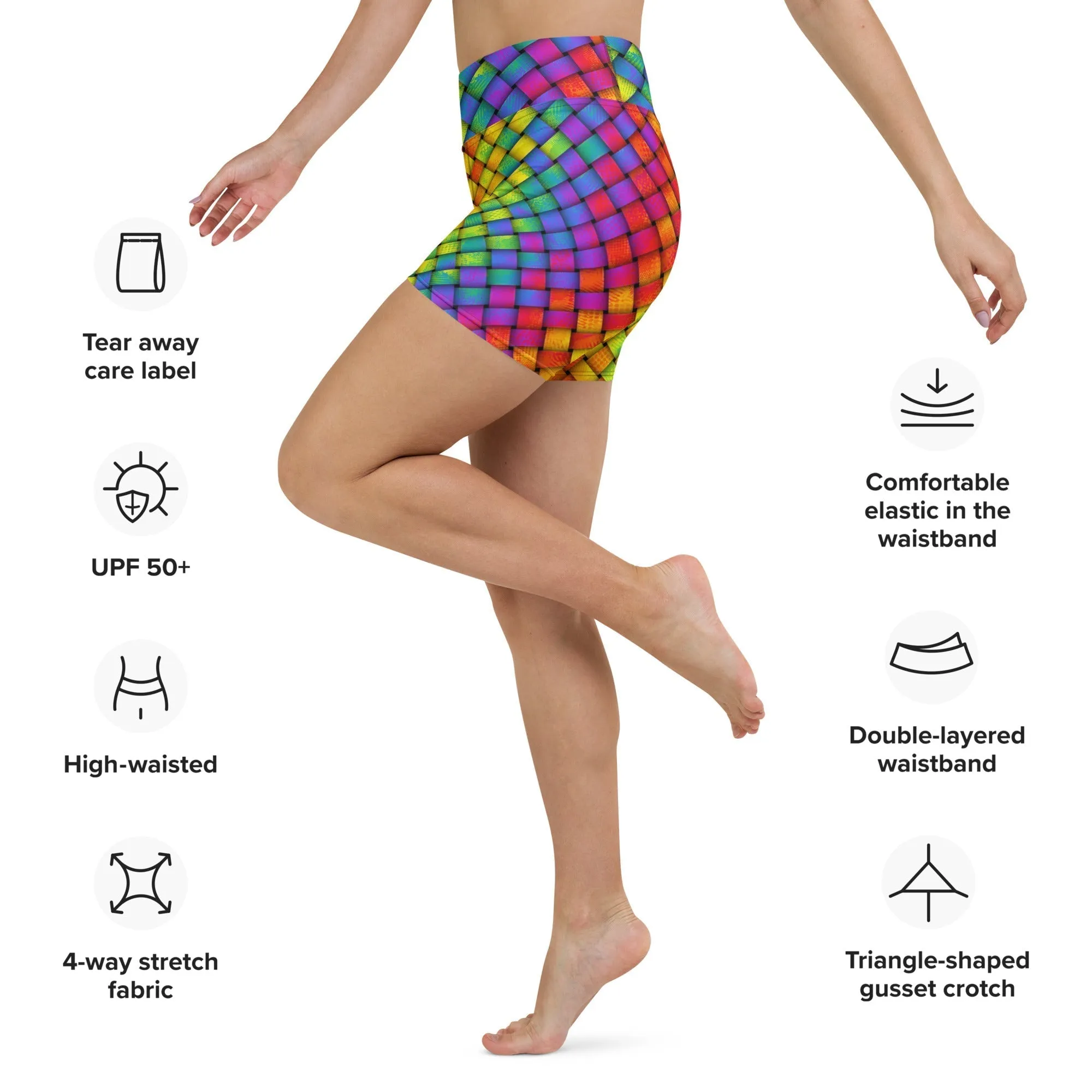 3D Rainbow Pattern Yoga Shorts