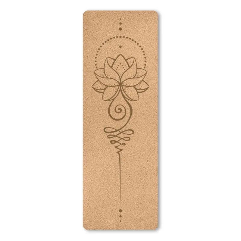 4mm Natural Cork TPE Printed Yoga Mat