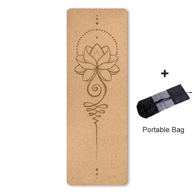 4mm Natural Cork TPE Printed Yoga Mat