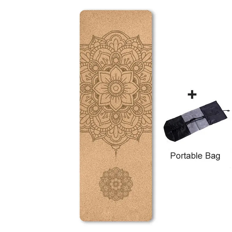 4mm Natural Cork TPE Printed Yoga Mat