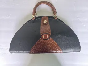 80s Extravagant bag in black and brown leather by the Italian brand Roda Style