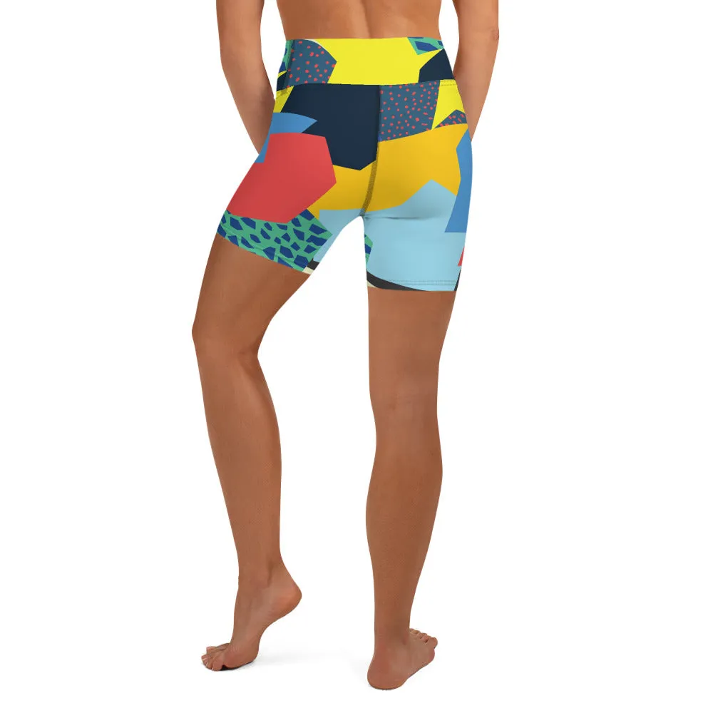 90s Color Block Yoga Shorts