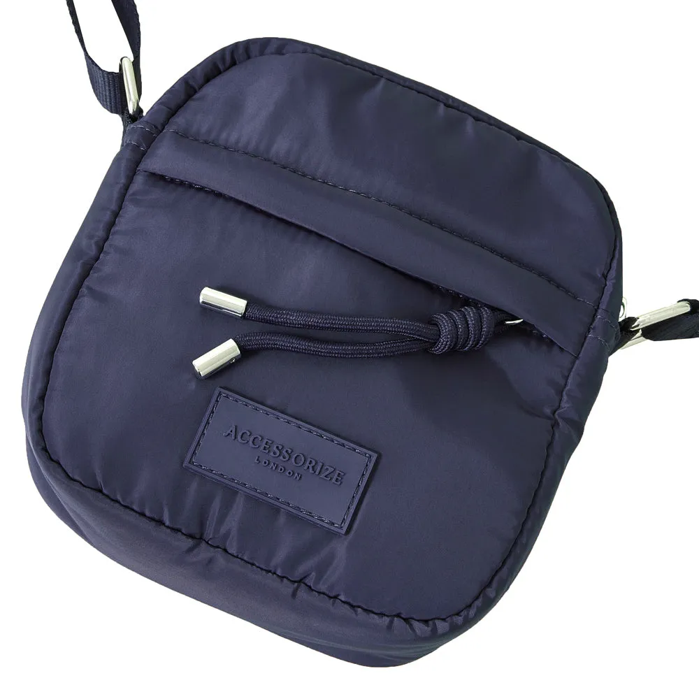 Accessorize London Women's Navy Recycled nylon messenger Sling Bag