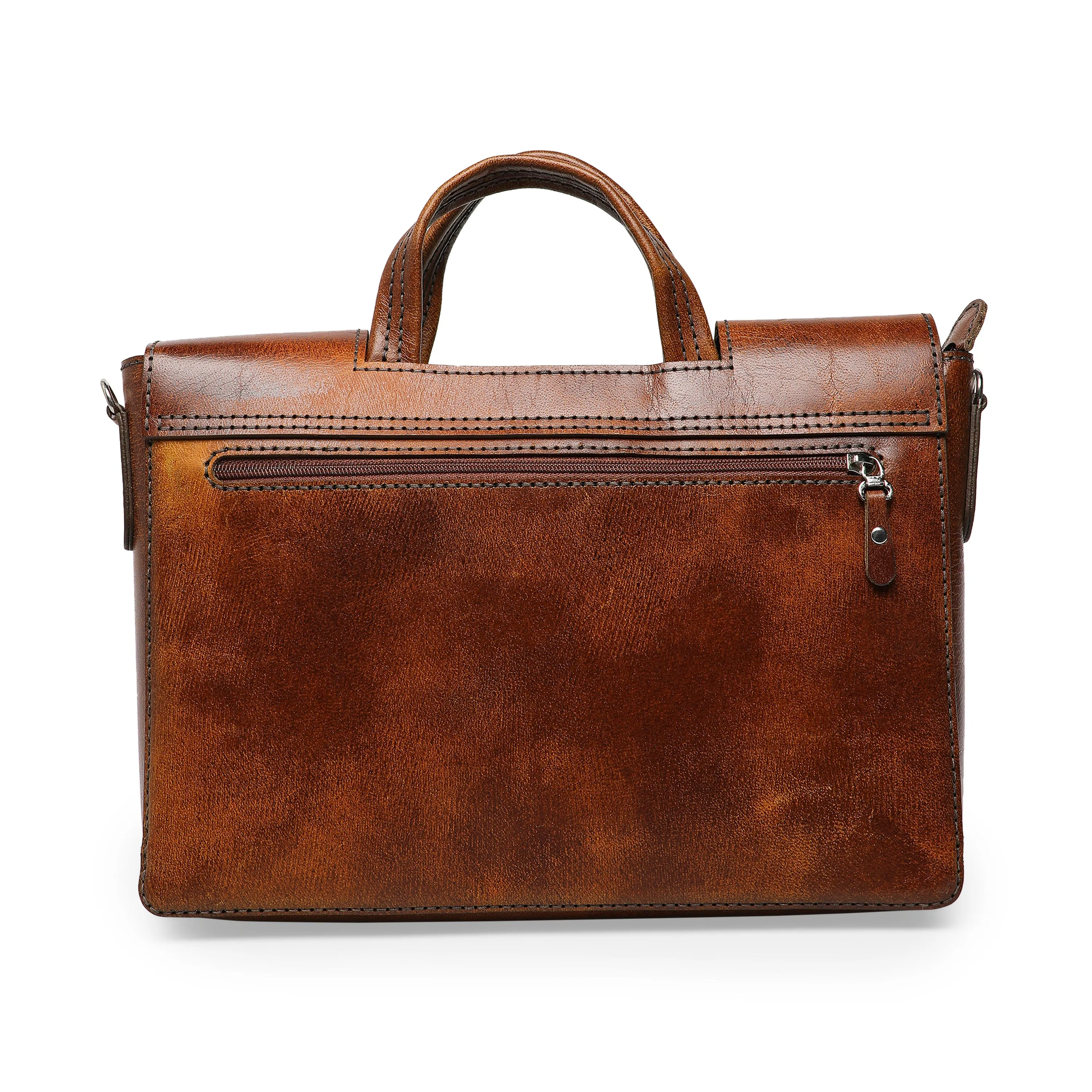 Alfredo Men's Genuine Leather Laptop Bag - Brown