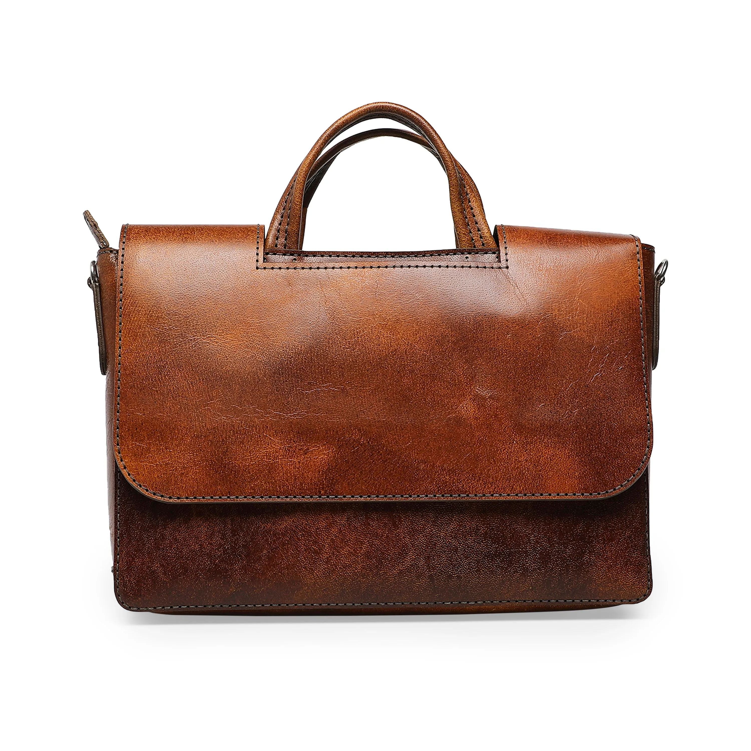 Alfredo Men's Genuine Leather Laptop Bag - Brown