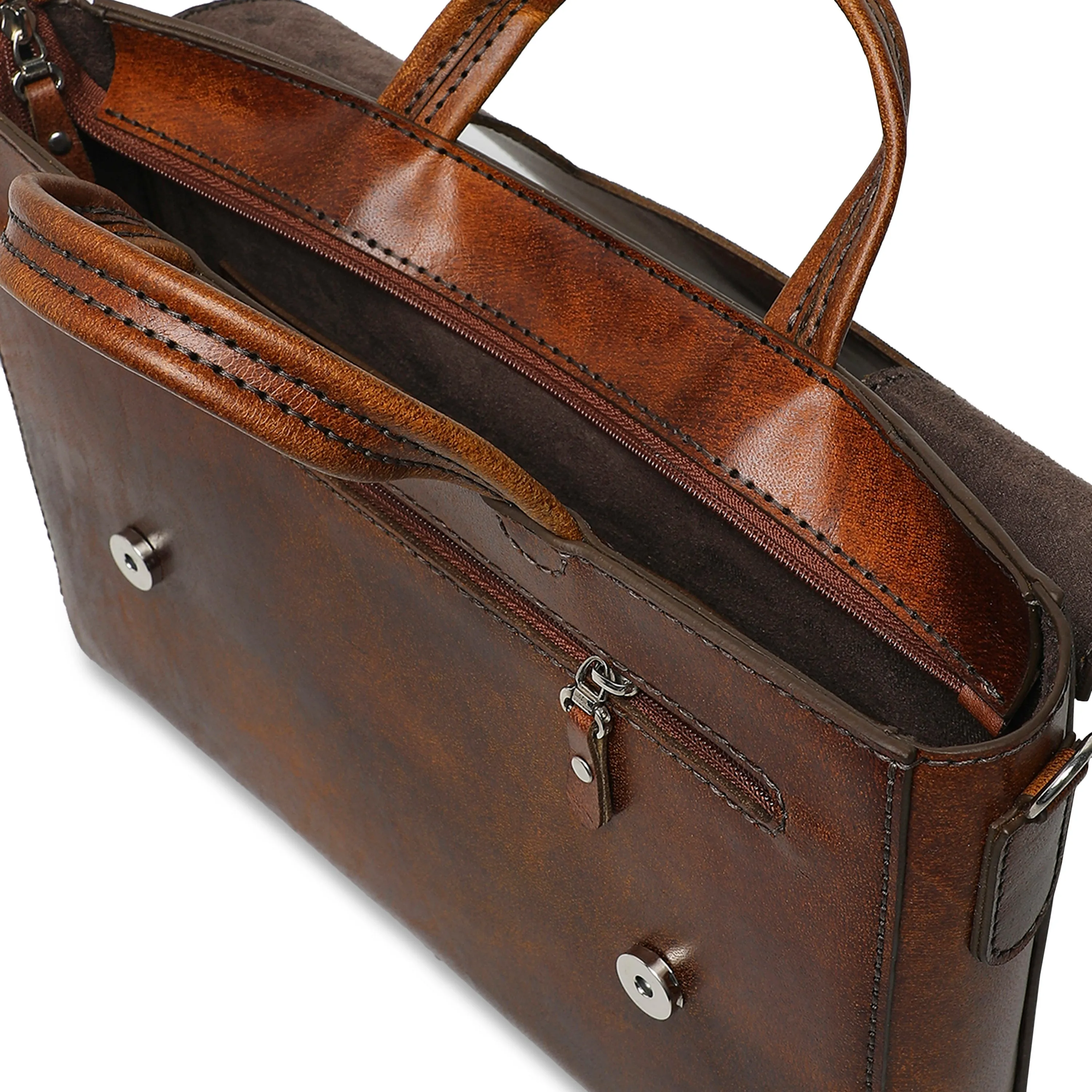 Alfredo Men's Genuine Leather Laptop Bag - Brown