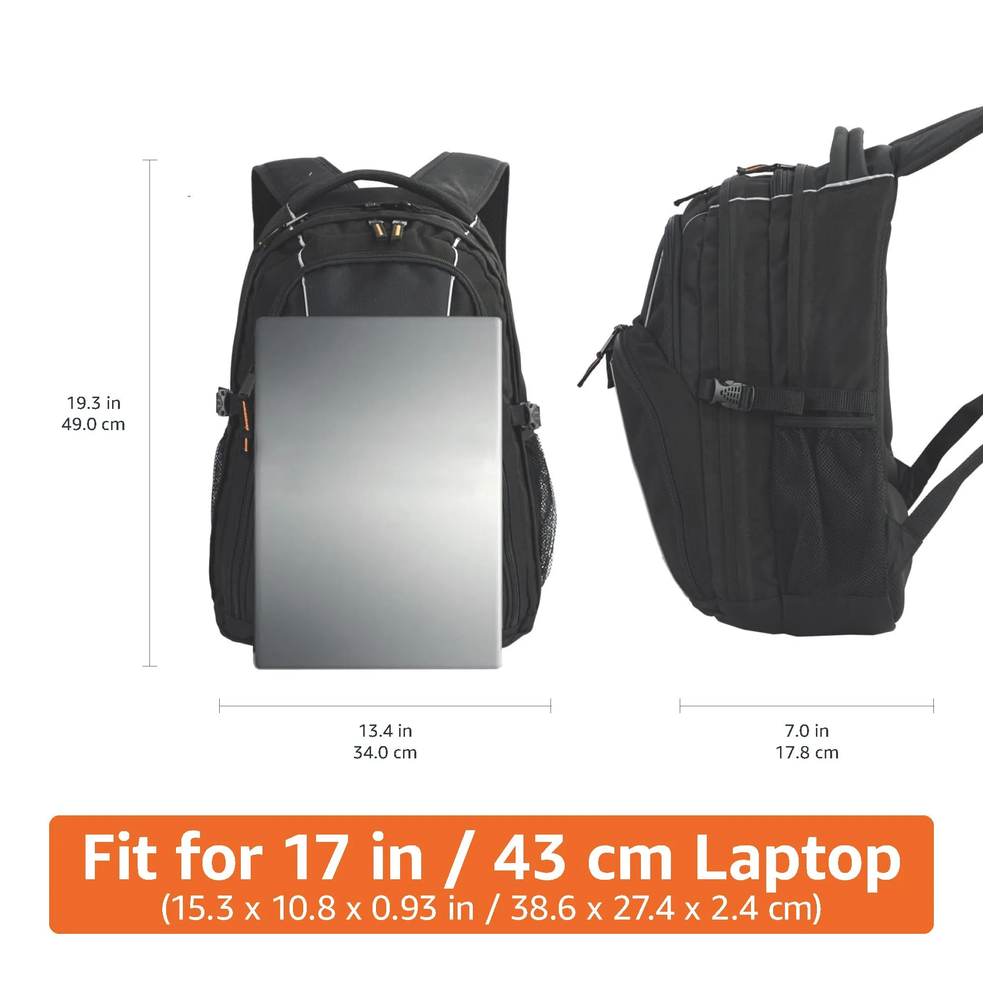 Amazon Basics Laptop Backpack Fits Up to 17-Inch Laptops, Black