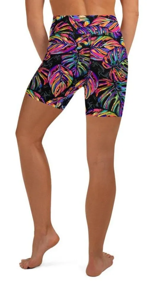 Artsy Tropical Yoga Shorts