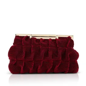 Badgley Mischka Women's Chloe Mini Pleated Satin Pouch in Burgundy