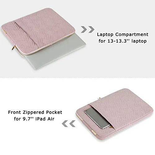 BAGSMART Laptop Sleeve Bag Compatible with MacBook Air/Pro, 13-13.3 inch Notebook, Compatible with MacBook Pro 14 Inch, MacBook Air M2 Sleeve 13 Inch, Repellent Protective Case with Pocket, Pink