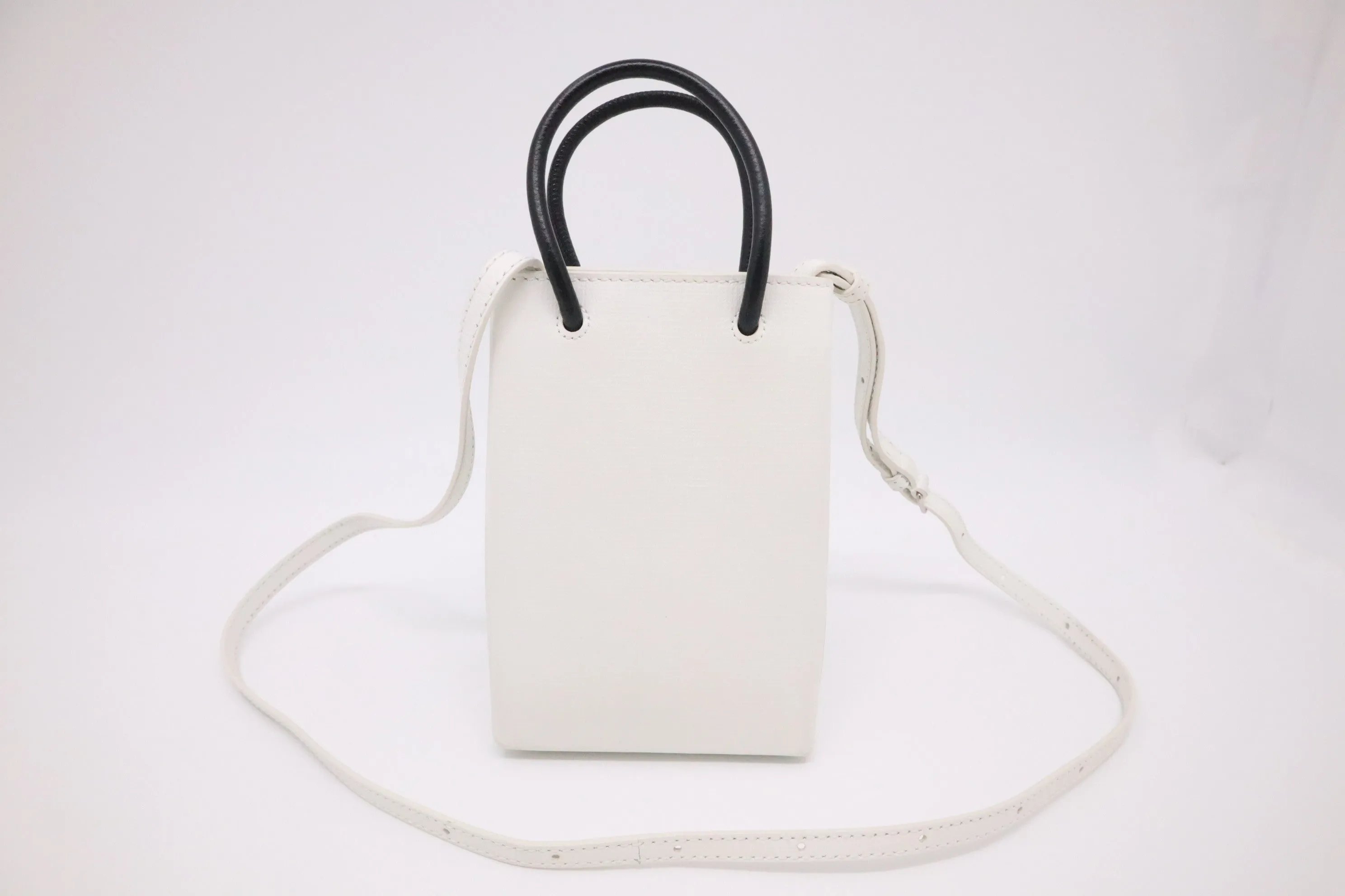 Balenciaga Mini Shopping Bag in White Leather