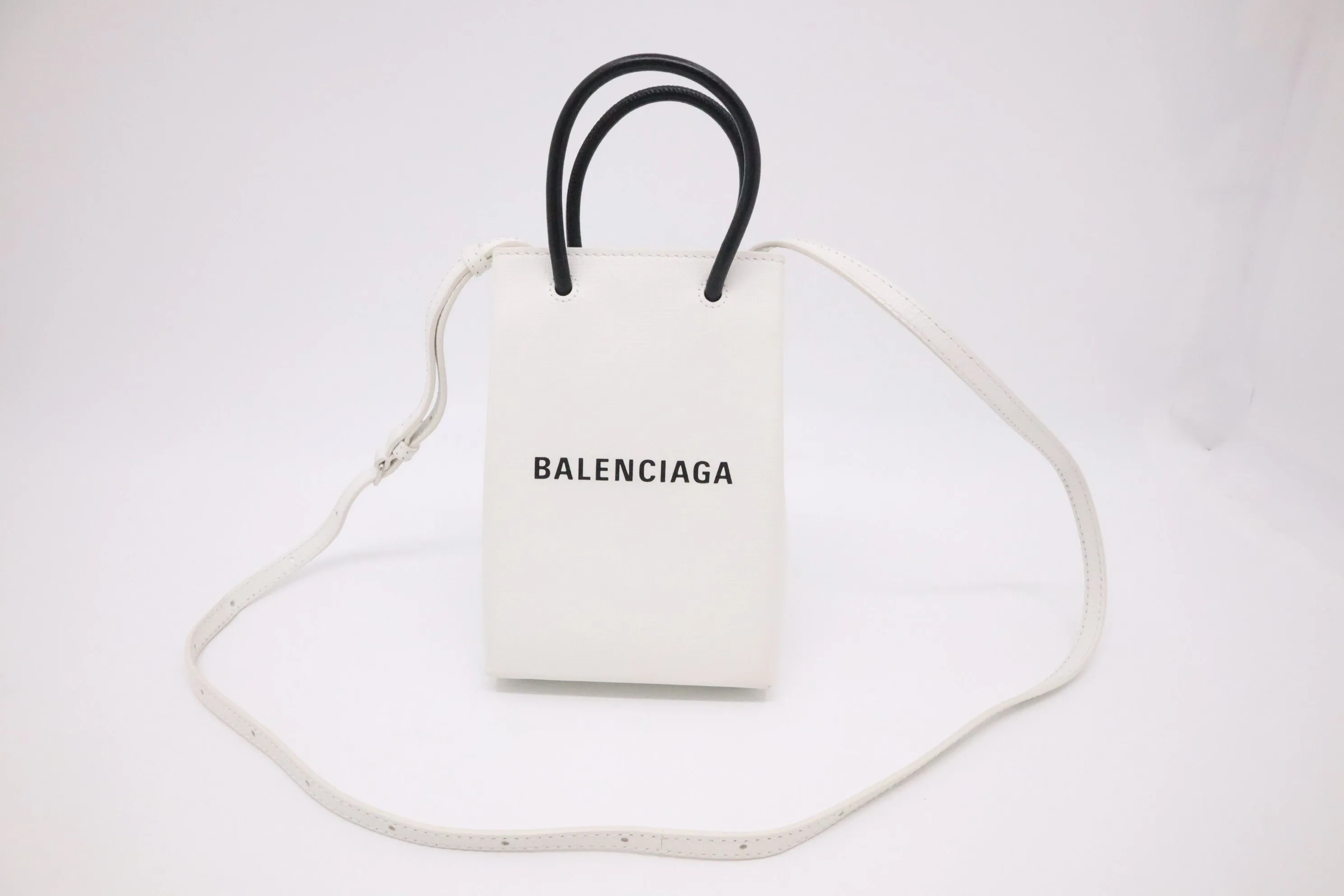 Balenciaga Mini Shopping Bag in White Leather