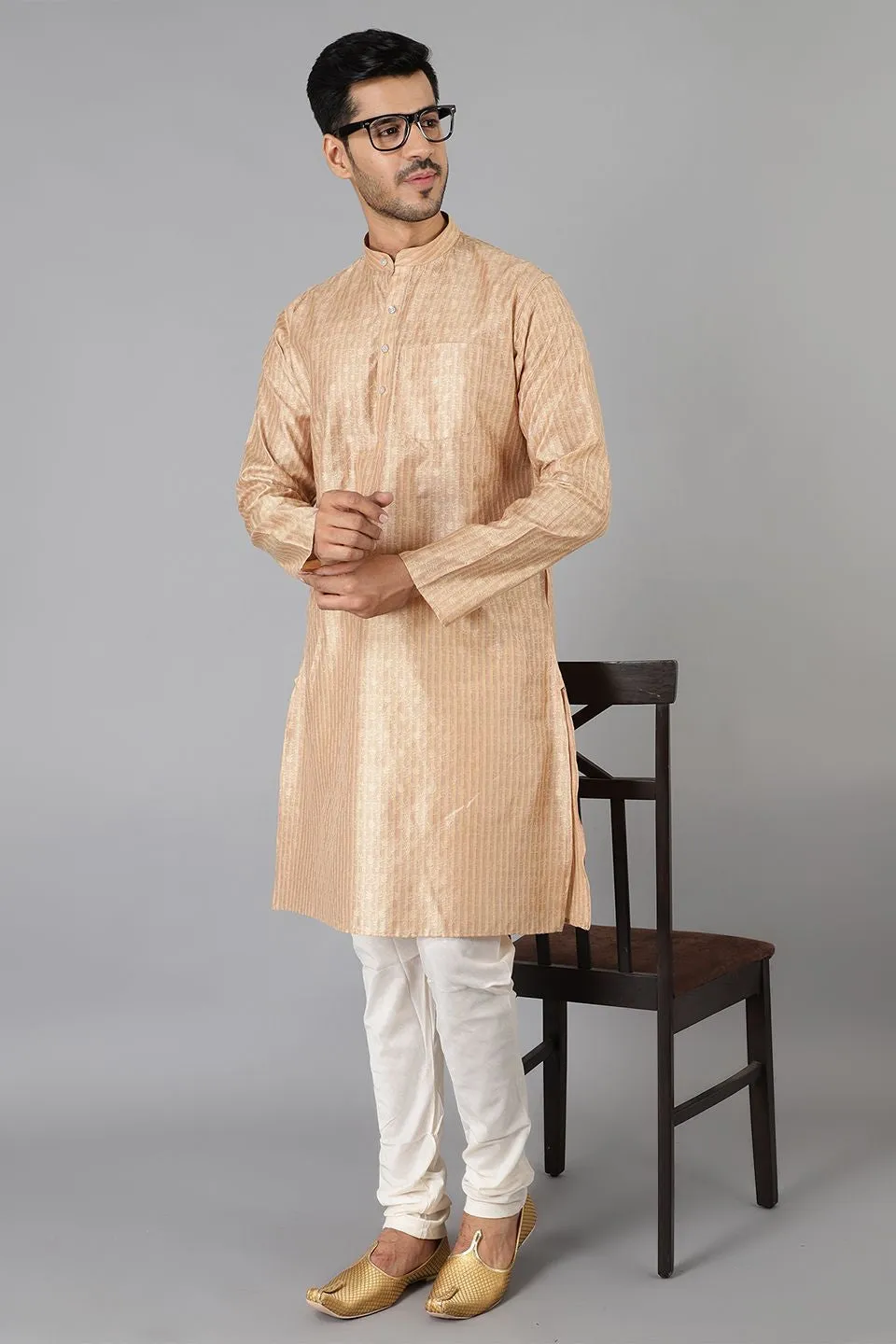 Banarasi Rayon Cotton Gold  Kurta Pajama