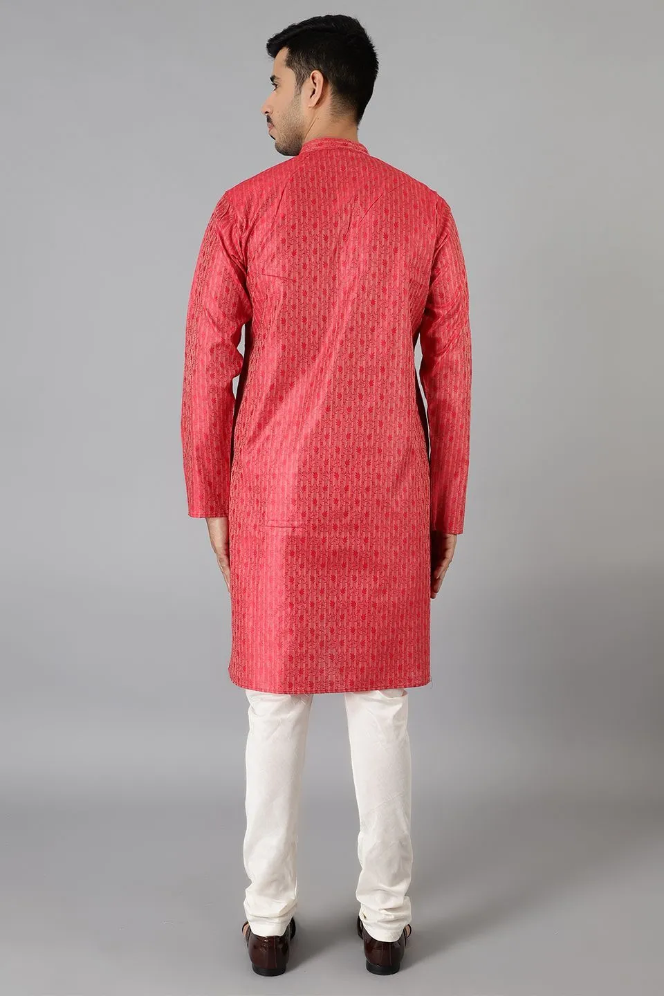 Banarasi Rayon Cotton Red Kurta Pajama