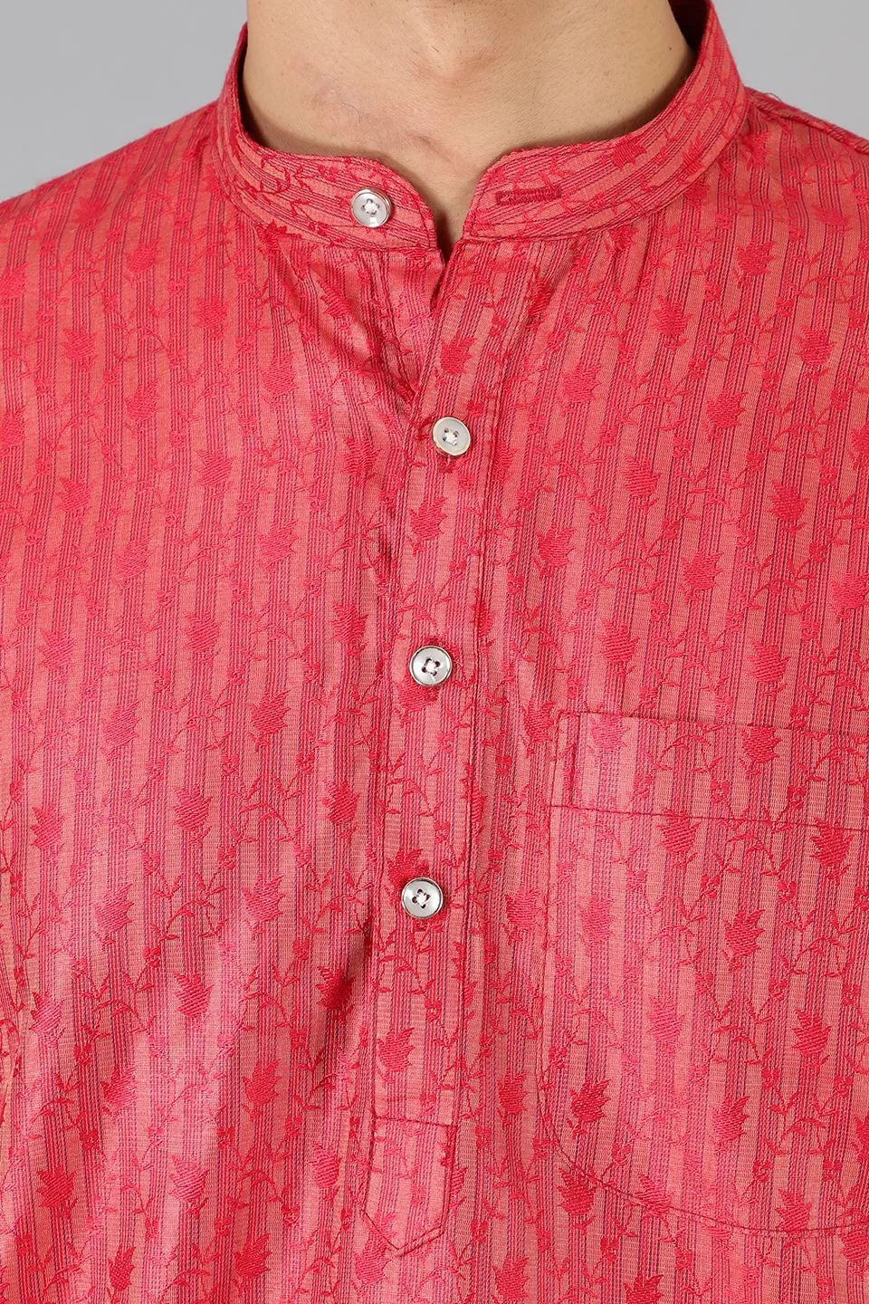 Banarasi Rayon Cotton Red Kurta Pajama