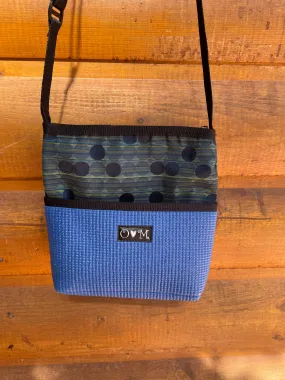 Bernie Blue Crossbody Bag-Dots and Geometric Print Fabric