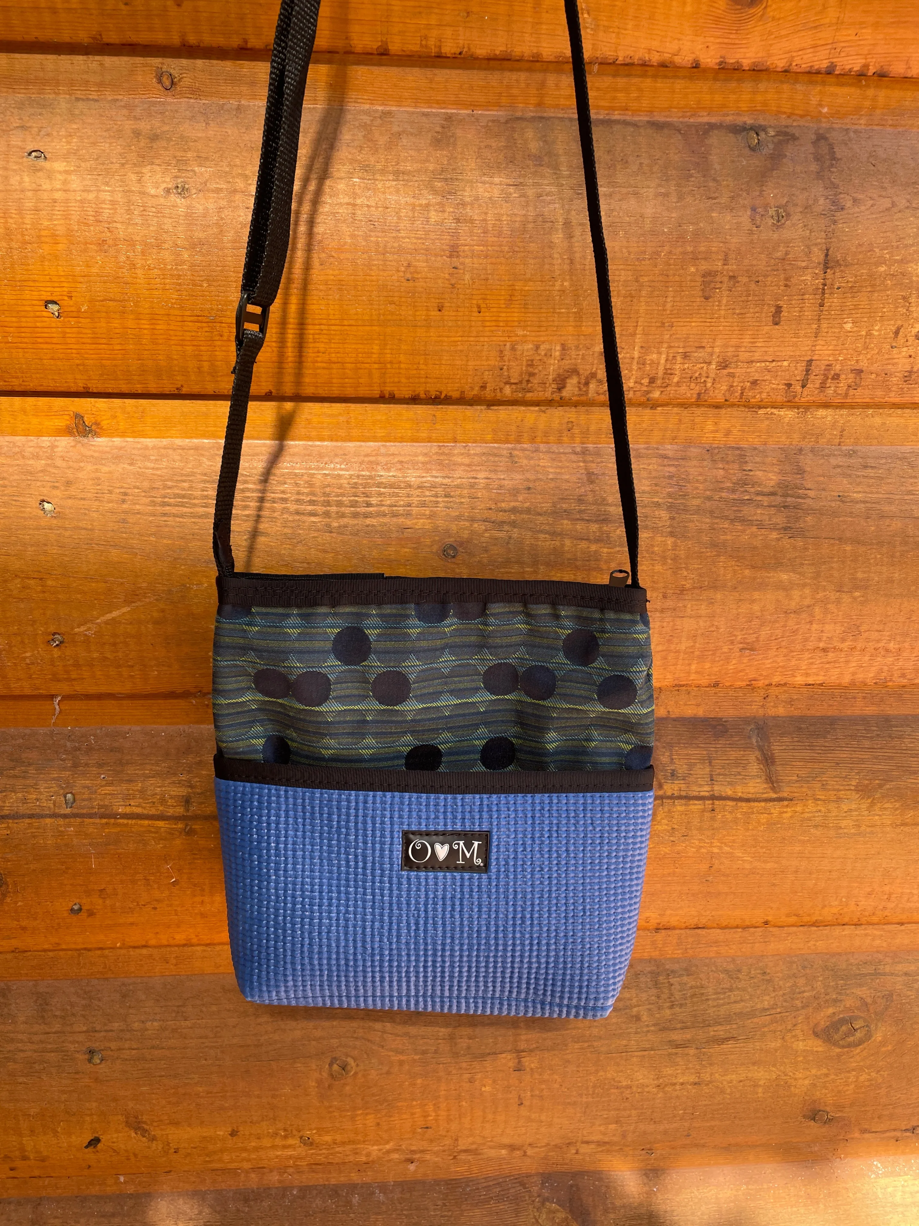 Bernie Blue Crossbody Bag-Dots and Geometric Print Fabric