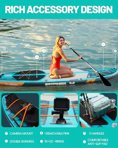 Bigfly 11'6×35" Super Wide Inflatable Stand Up Paddle Board, Ultra Stable Wide SUP for 2 1 People/Family/Big Size, Kayak Seat & Kayak Floating Paddle 4pcs