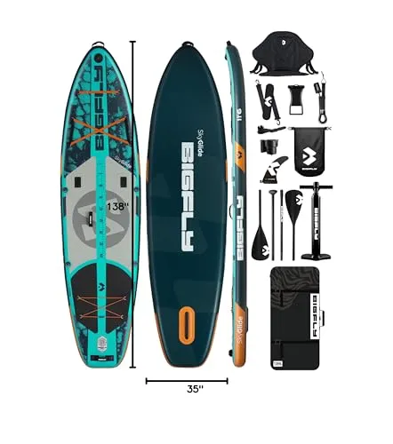 Bigfly 11'6×35" Super Wide Inflatable Stand Up Paddle Board, Ultra Stable Wide SUP for 2 1 People/Family/Big Size, Kayak Seat & Kayak Floating Paddle 4pcs