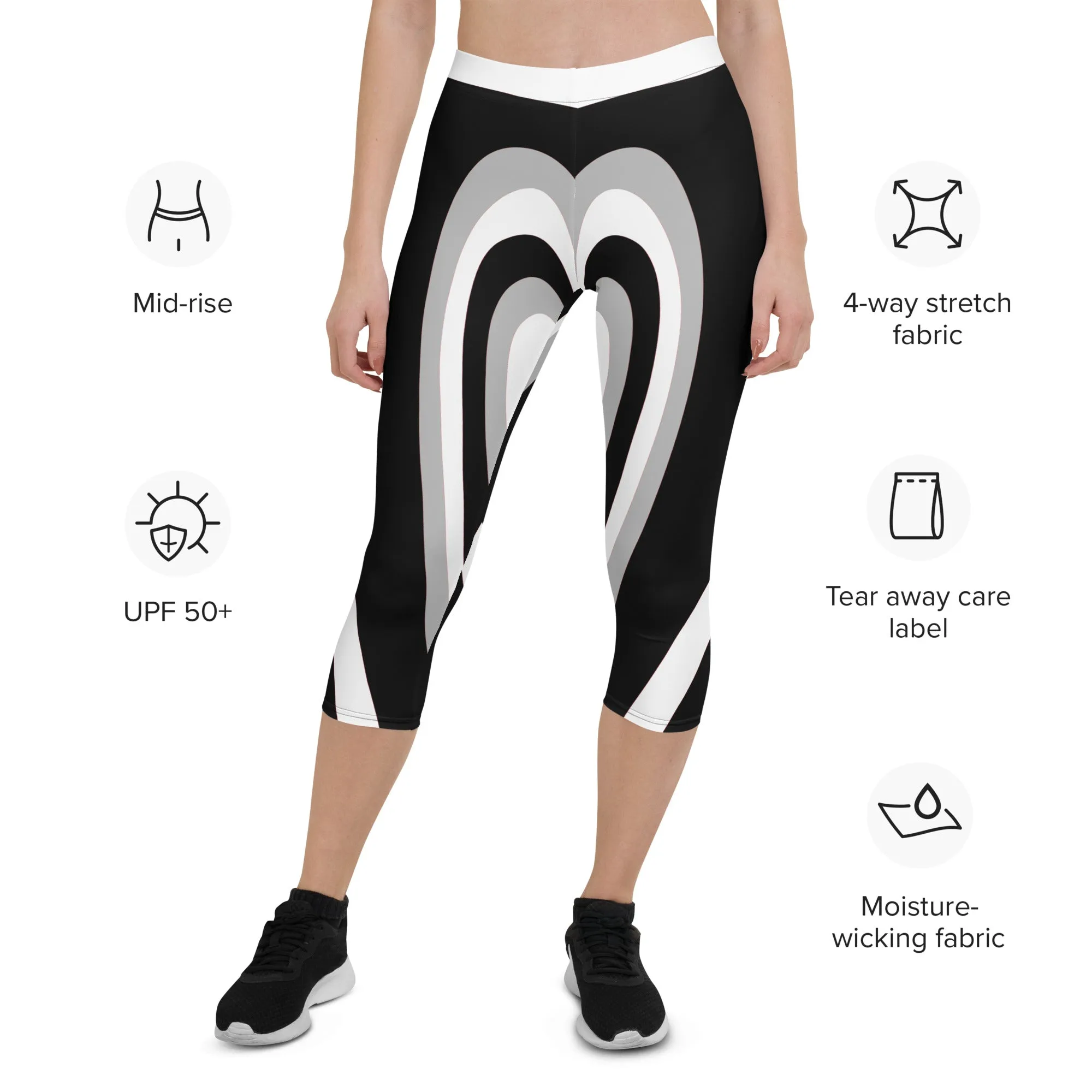 Black & White Heart Shaped Tunnel Capris