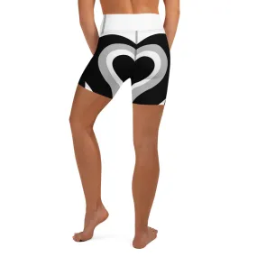 Black & White Heart Shaped Tunnel Yoga Shorts