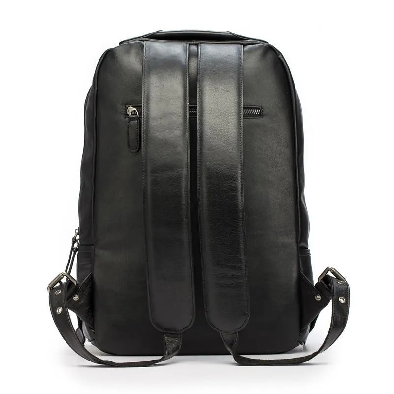 Black Leather Mens 14inch Laptop Backpack Backpacks School Backpack Travel Backpack for Men