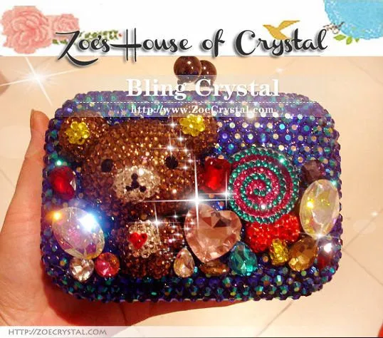 Bling and Sparkly Crystal Clutch with adorable Rillakuma