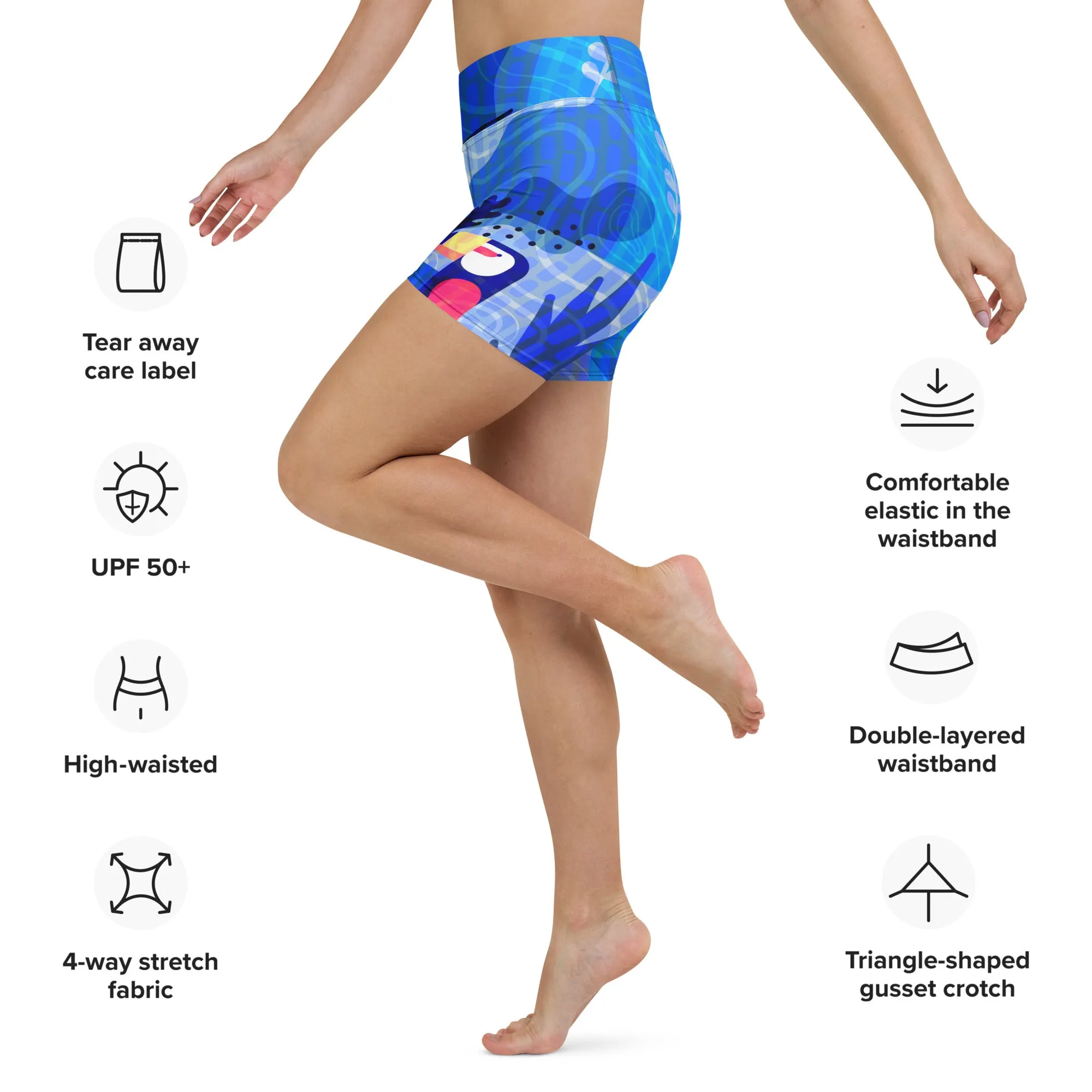 Blue Abstract Yoga Shorts