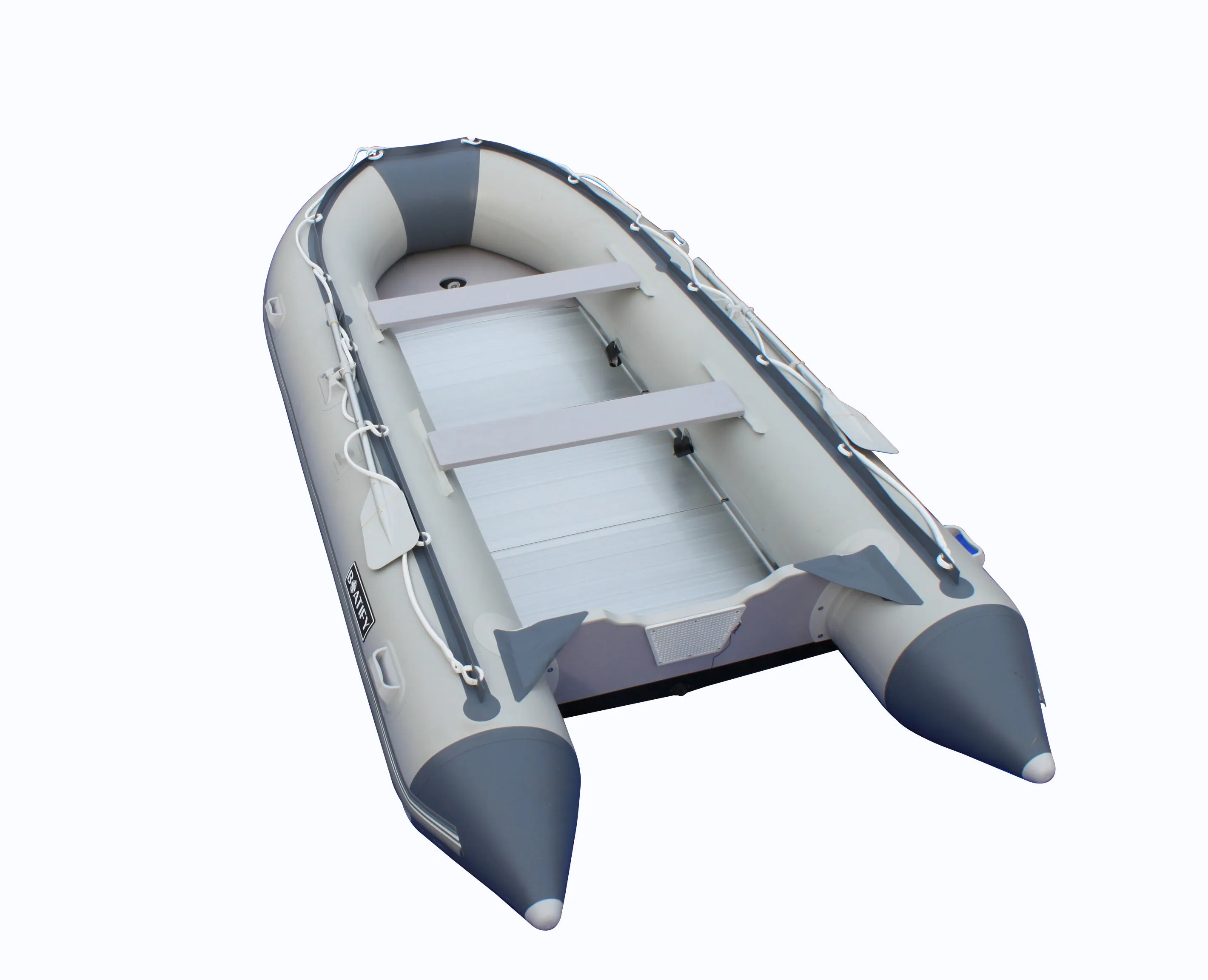 Boatify 12.5ft Inflatable Boat Raft Fishing Dinghy Pontoon Boat kayaka with Aluminum Floor