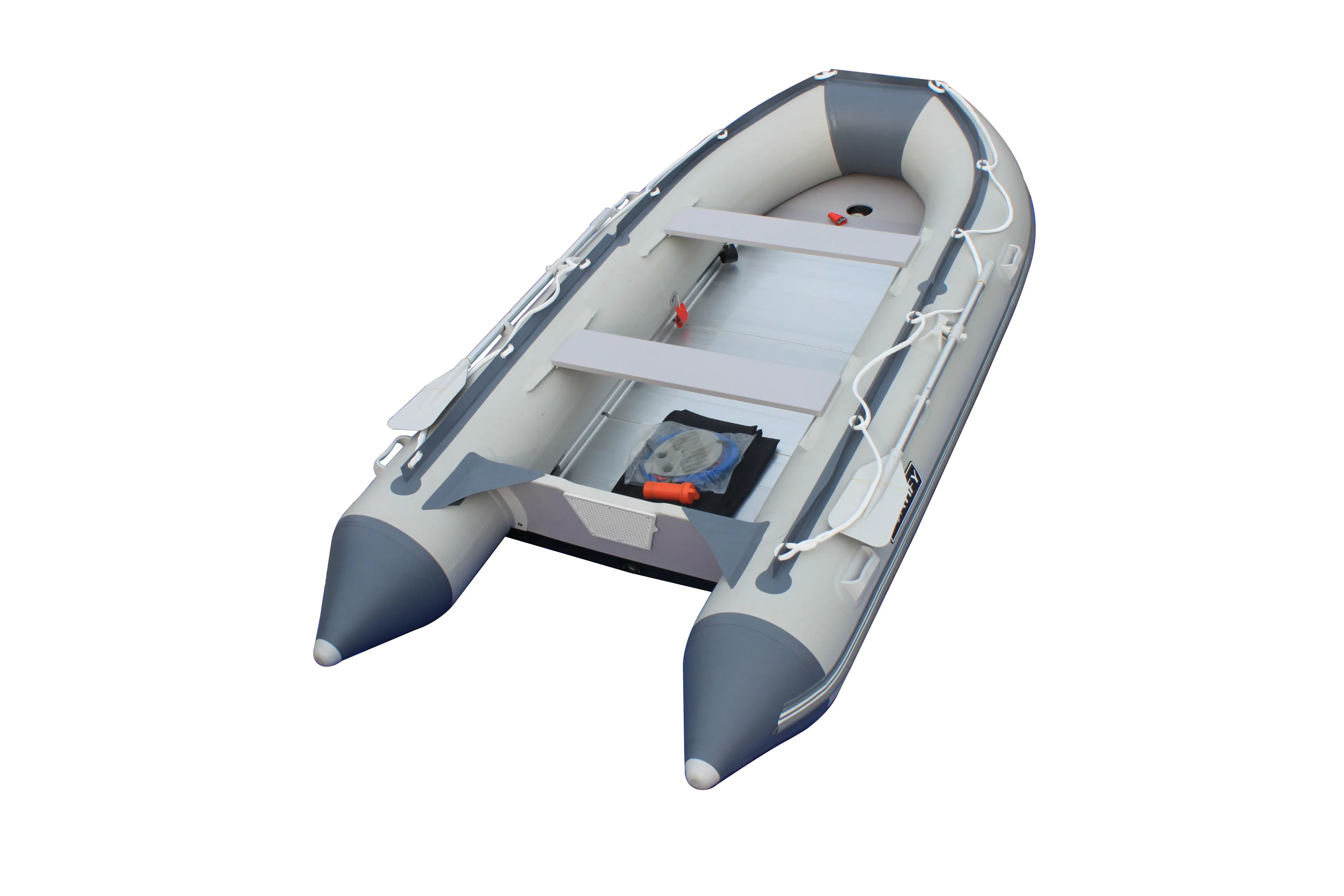 Boatify 12.5ft Inflatable Boat Raft Fishing Dinghy Pontoon Boat kayaka with Aluminum Floor