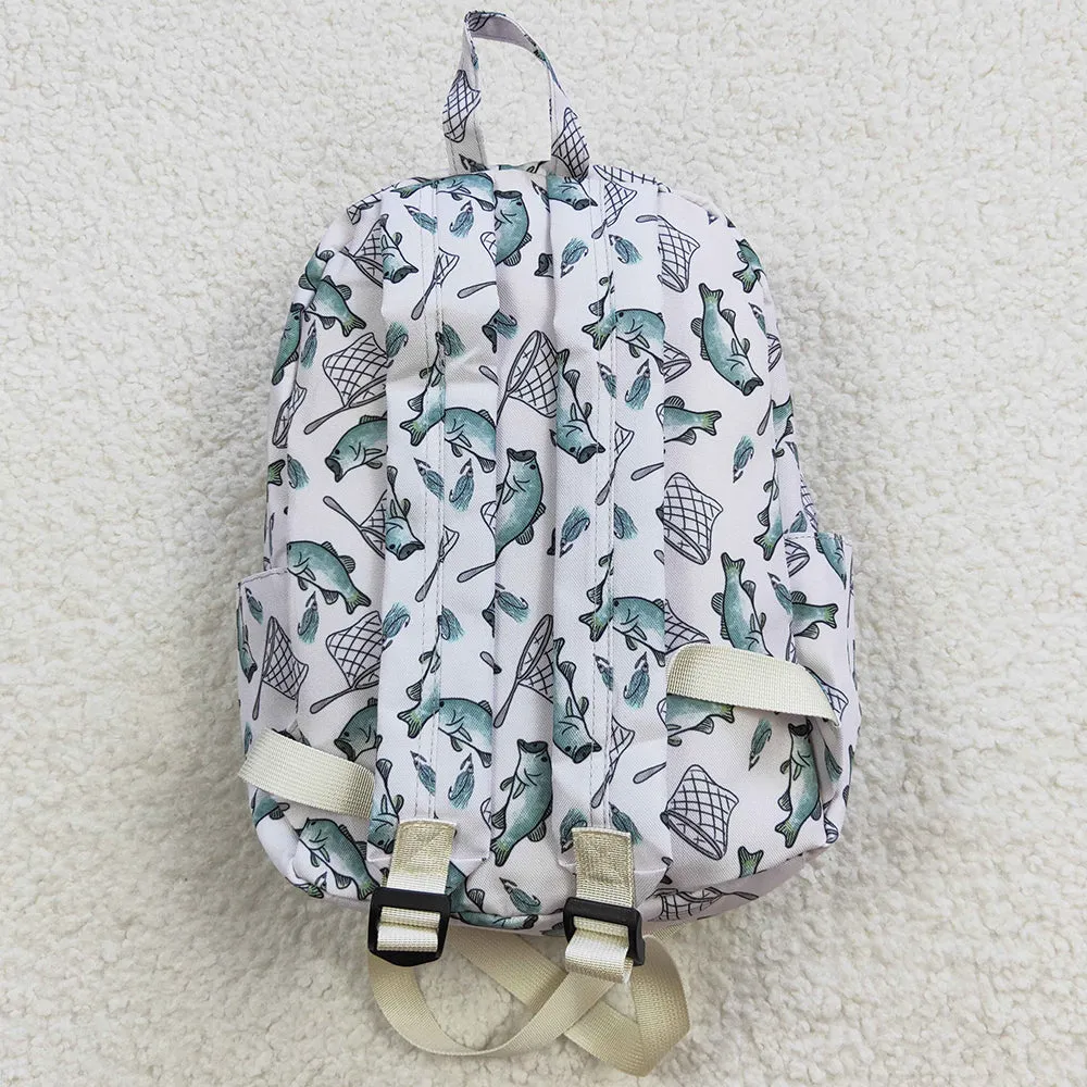 Boutique Kids Backpacks Fishing Print Cute Bags BA0123