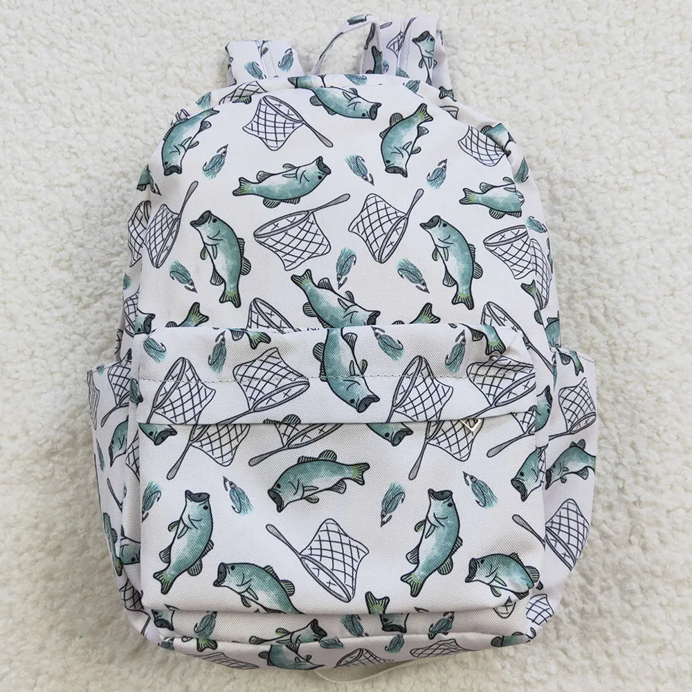 Boutique Kids Backpacks Fishing Print Cute Bags BA0123