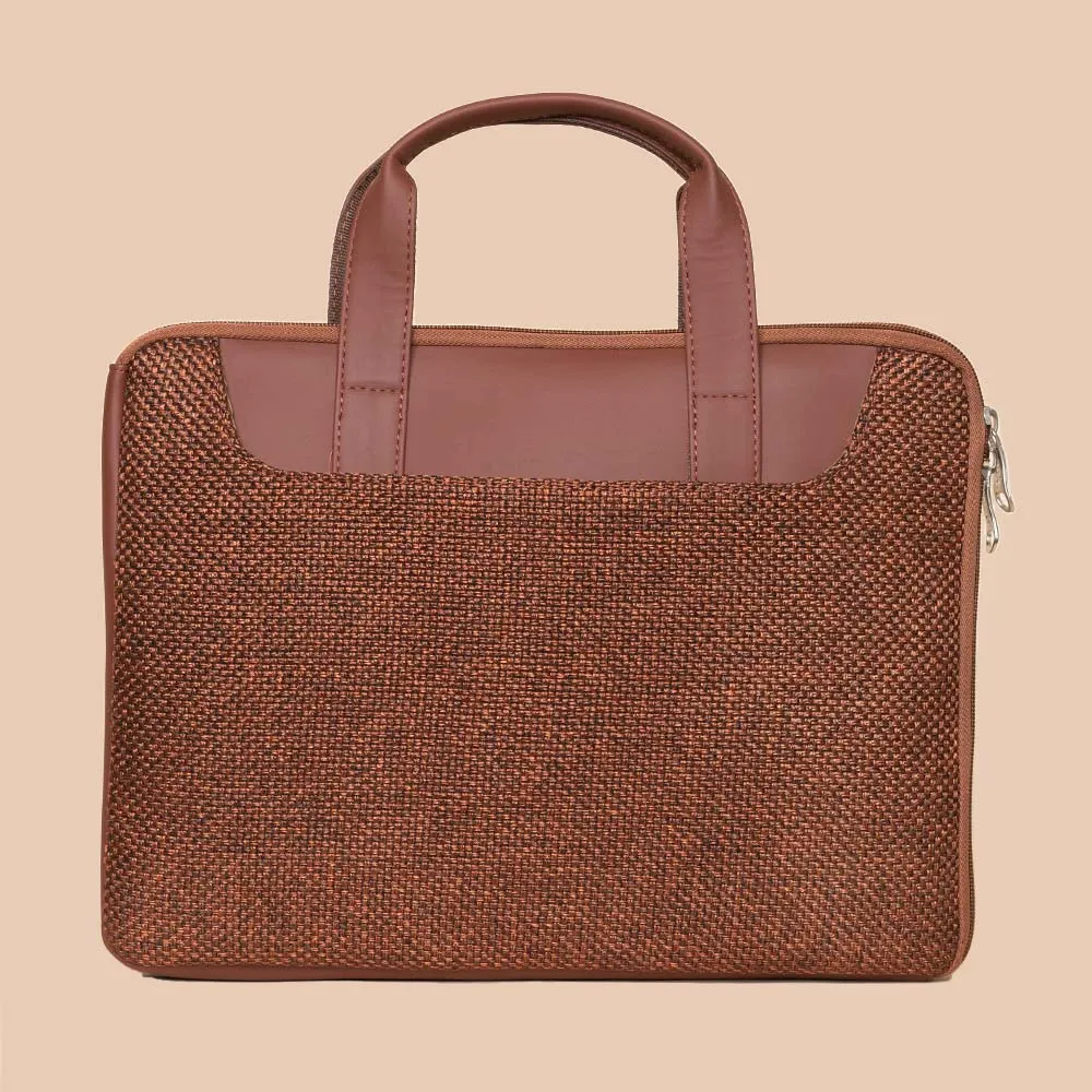 Brown Metal L-Zippered Laptop Sleeve