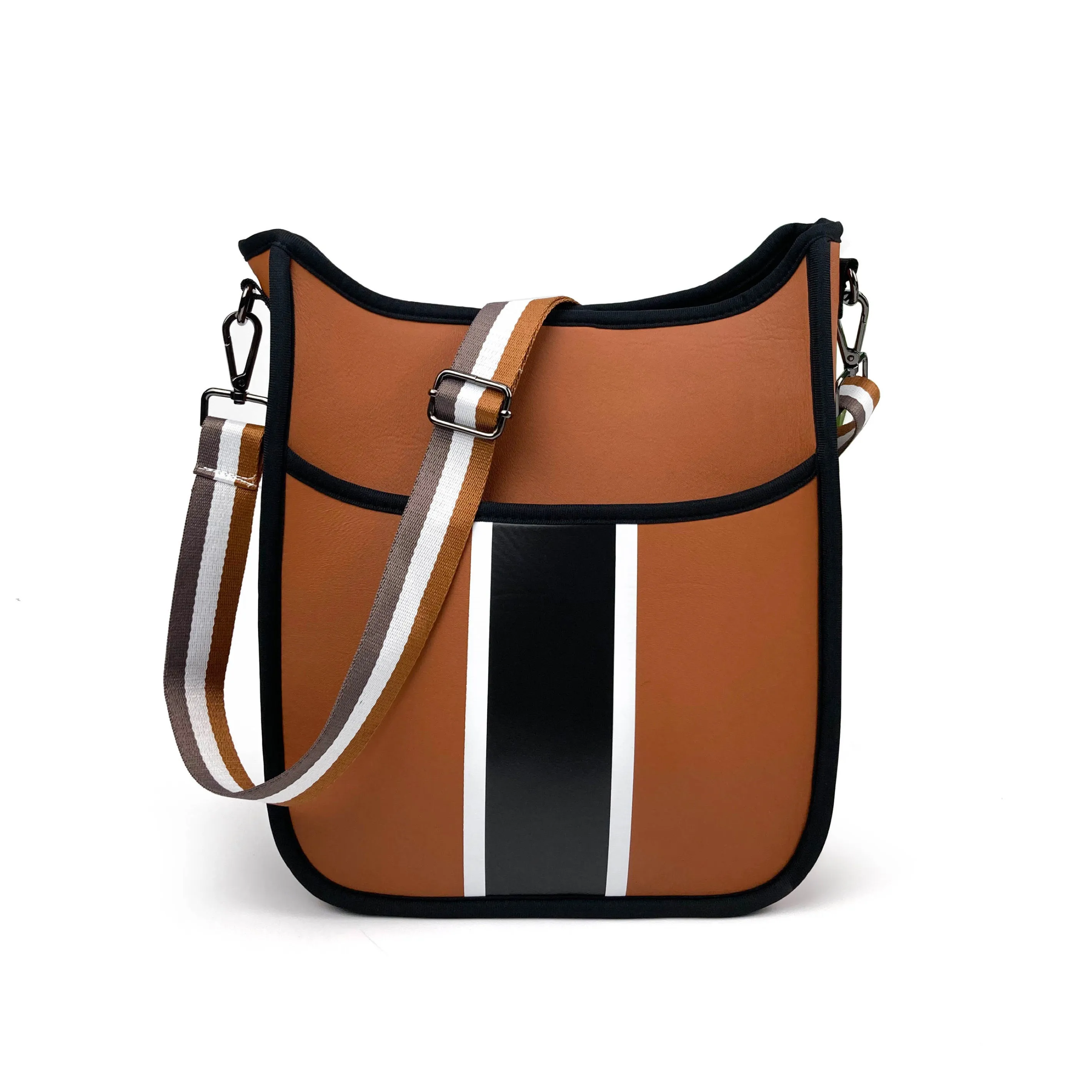 Brown w/ Black Stripe Neoprene Messenger Bag