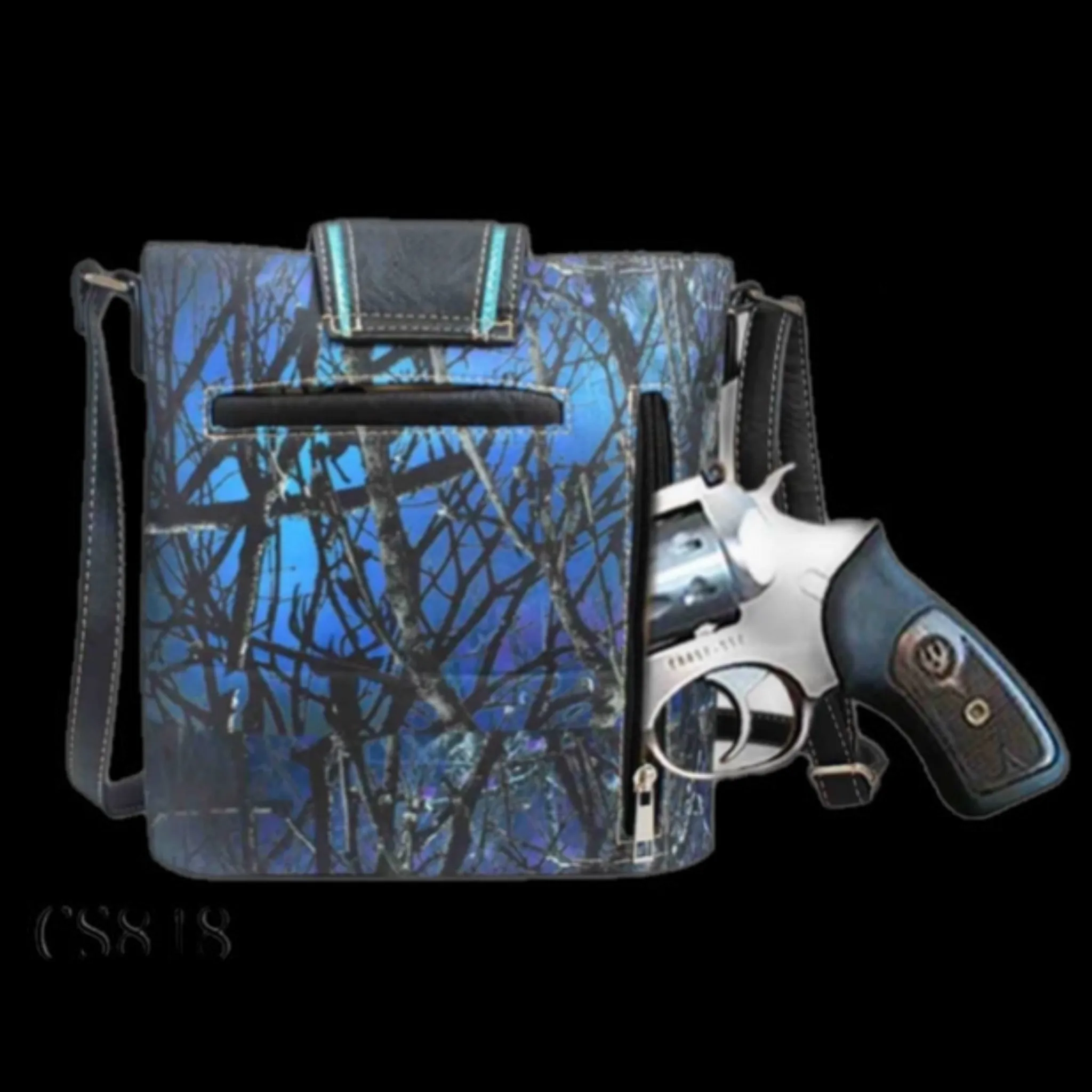 Buckle Messenger Bag-Camo Blue