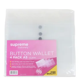 Button Wallet - 4 Pack Clear - A5