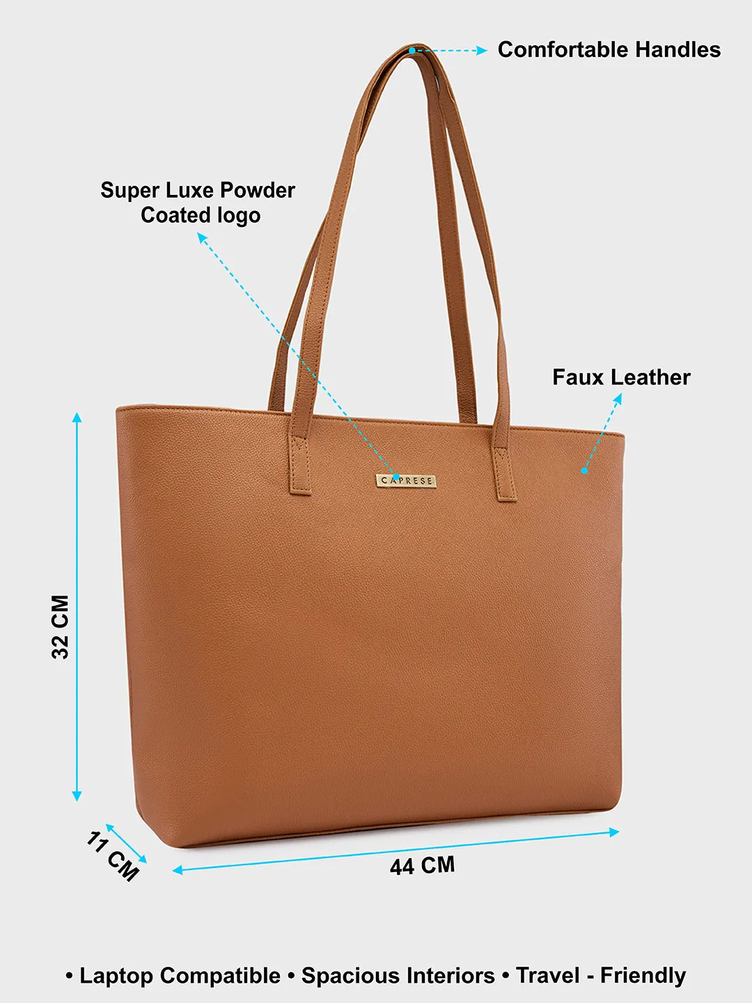 Caprese Amayra Laptop Tote Large Tan