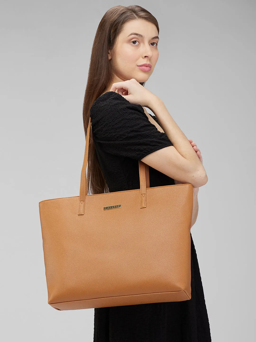 Caprese Amayra Laptop Tote Large Tan