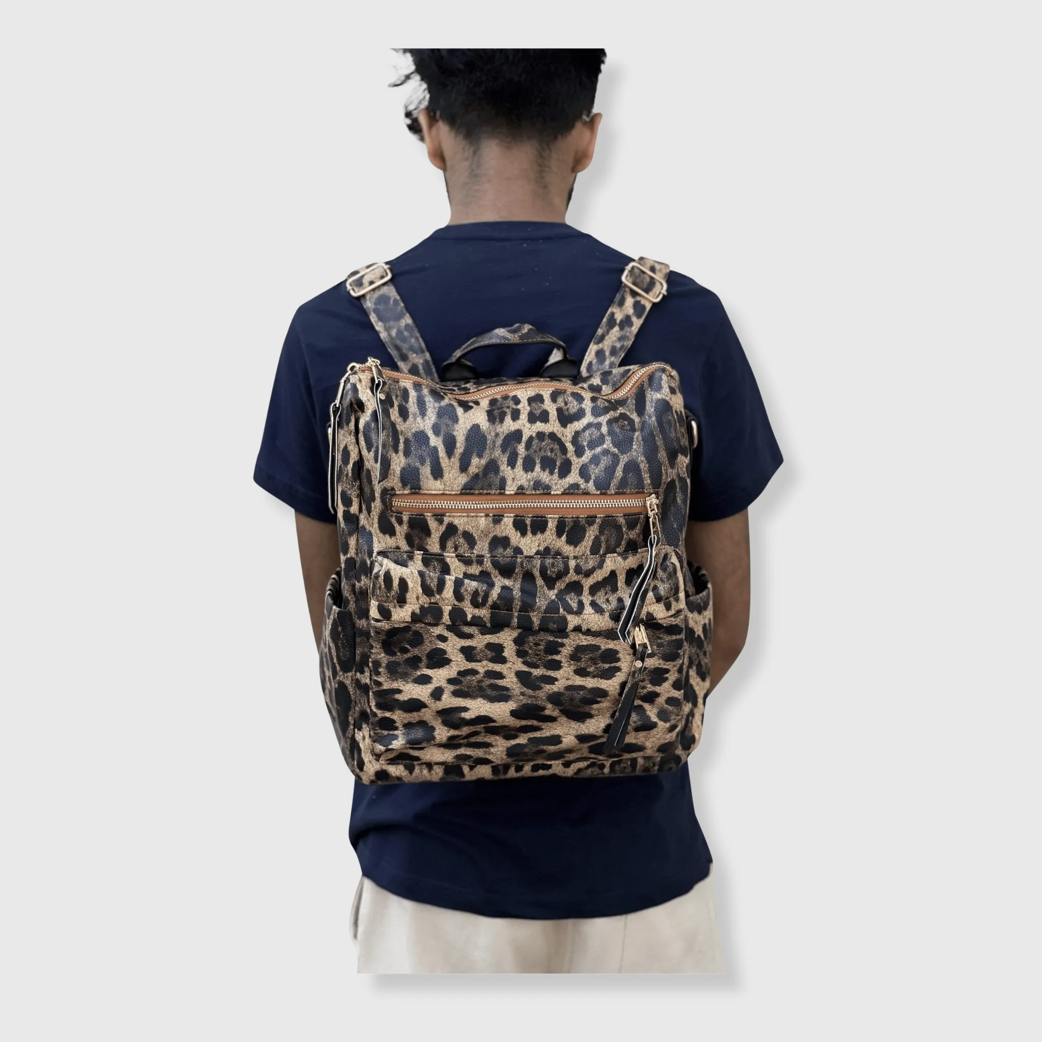 Cheetah Brown Leather Backpack